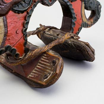 A carved and painted folk art horse hame 18/19th century.