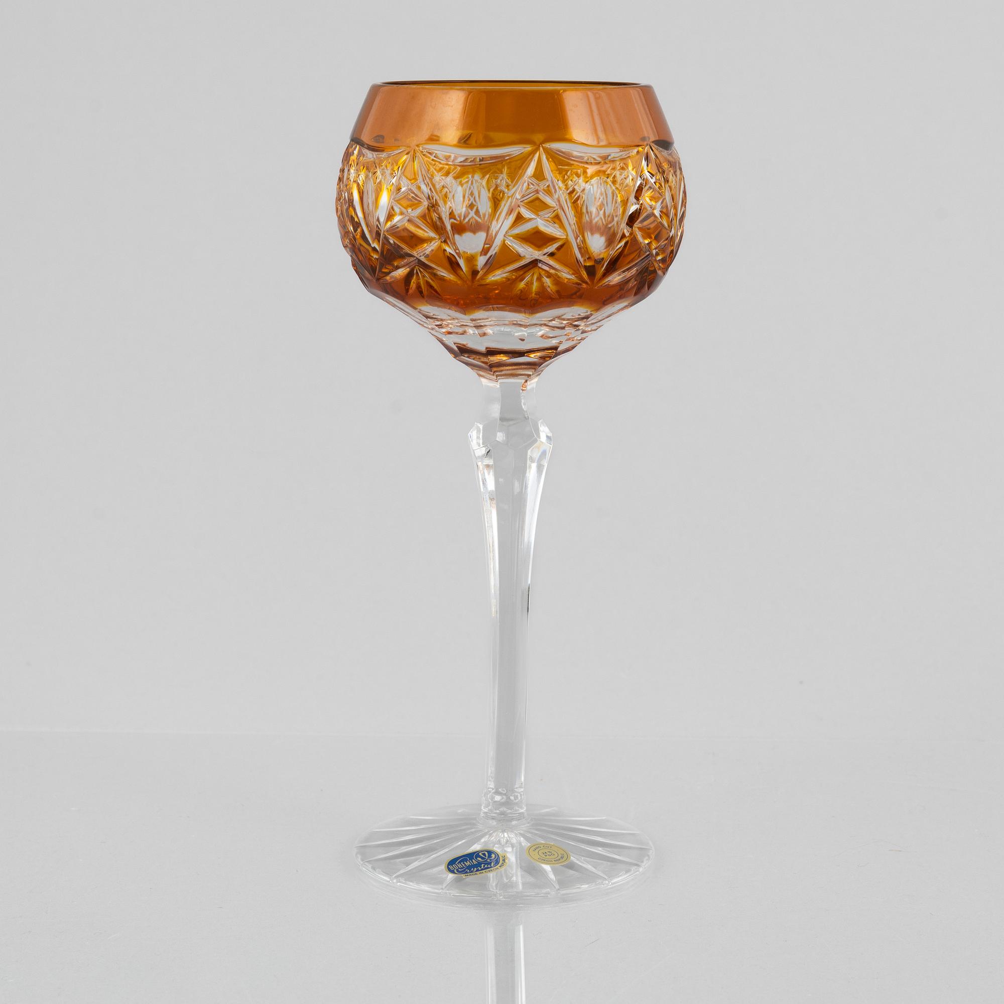 Wine glasses, 12 pcs, Bohemian style, second half of the 20th century.