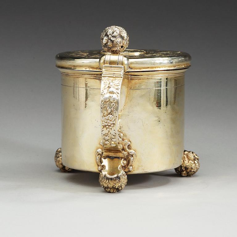 A Swedish 17th century silver-gilt tankard, makers mark of Jacob Garnier (Stockholm 1657-1659 and Strängnäs 1659-1680).