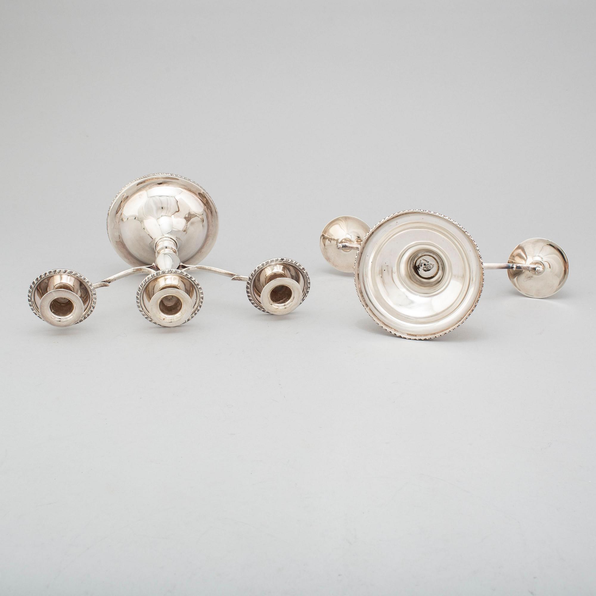 CANDELABRA, a pair, sterling silver, Mexico. Second half of the 20th century.