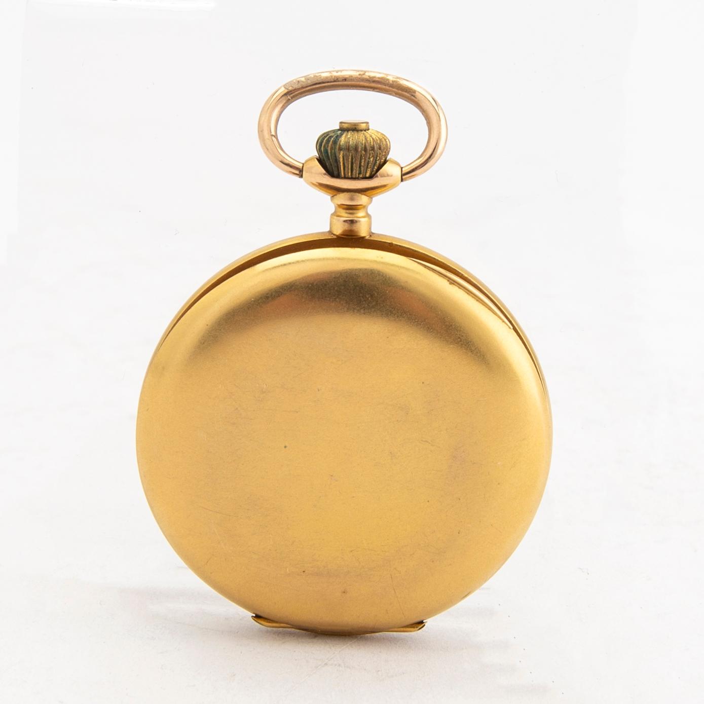 H Moser & Co pocket watch savonette approx. 42 mm 18K gold weight in total 20 grams.
