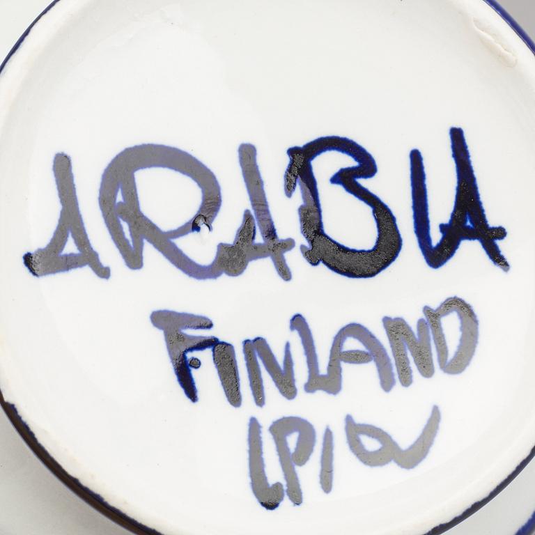 ULLA PROCOPÉ, tekoppar med fat, 5 st, porslin, "Fiesta", Arabia, 1970-tal.