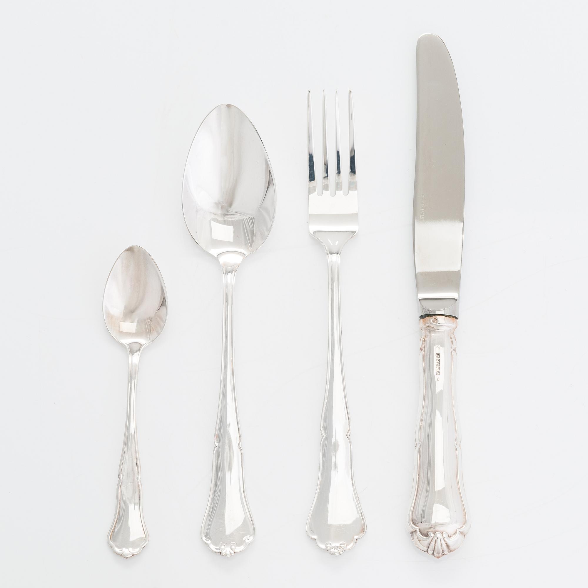 Bestickuppsättning, 24 delar, silver, "Chippendale", 1992-99. I besticklåda.