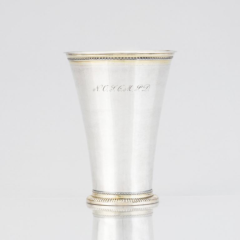 A Swedish 18th Century parcel-gilt silver, mark of Nils Dahl, Linköping (1739-1786).