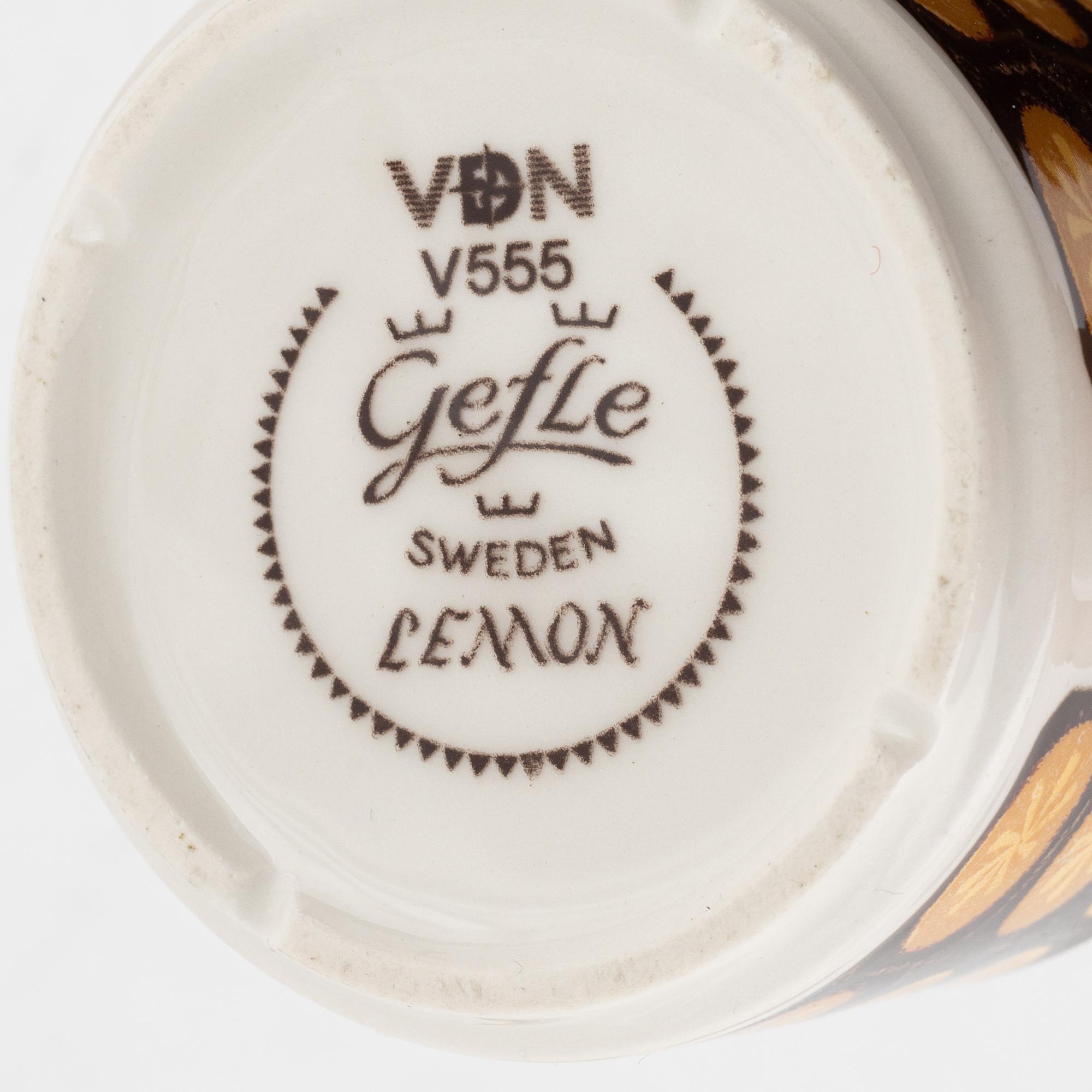Helmer Ringström, service, 4 pcs, "Lemon", Gefle, second half of the 20th century.