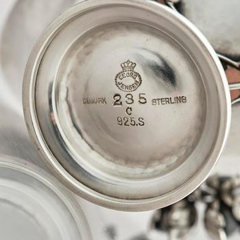 Georg Jensen, a pair of sterling silver sugar/spice jars, model no 235C, Copenhagen, Denmark 1925-1932.