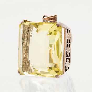 Pendant in silver with step-cut citrine, 1960s/70s.