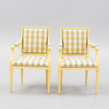 A pair of Gustavian style armchairs, 1990's.