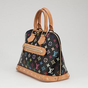 LOUIS VUITTON, a black multicolored mongram canvas "Alma" top handle bag.