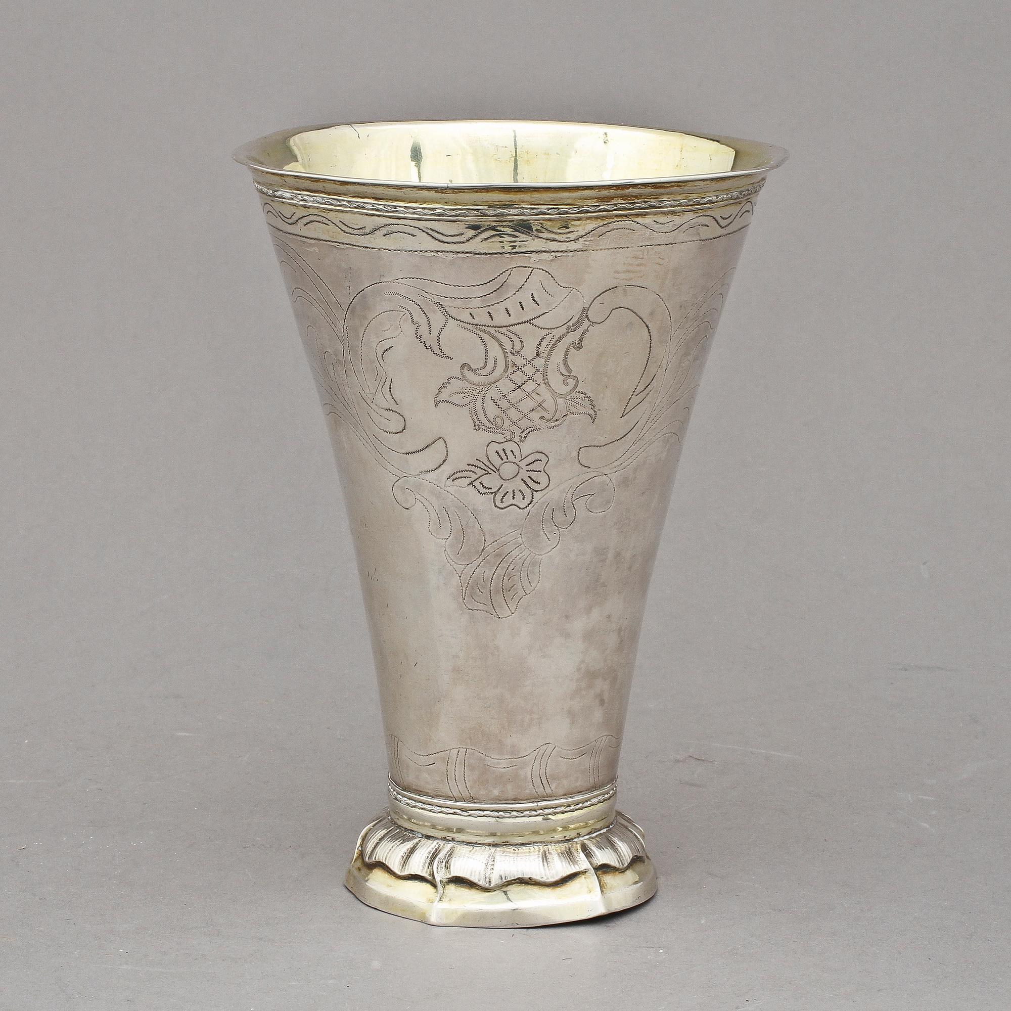 BÄGARE, silver, Mathias Forswall, Uppsala, 1777. Vikt 245 g.
