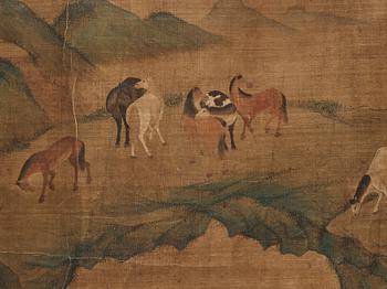 Rullmålning, akvarell och tusch på papper och siden. Efter Zhao Yong (Zhao Zhongmu 1289-1369) Qingdynastin (1644-1912).