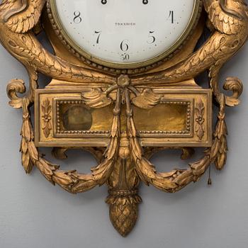 A late gustavian wall clock, signed Beurling, Stockholm. Late 18th / early 19th century.