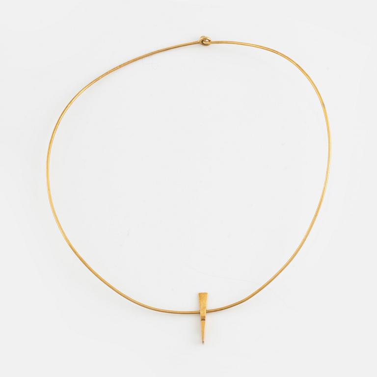 Collier, halsring med hänge, 18K guld.