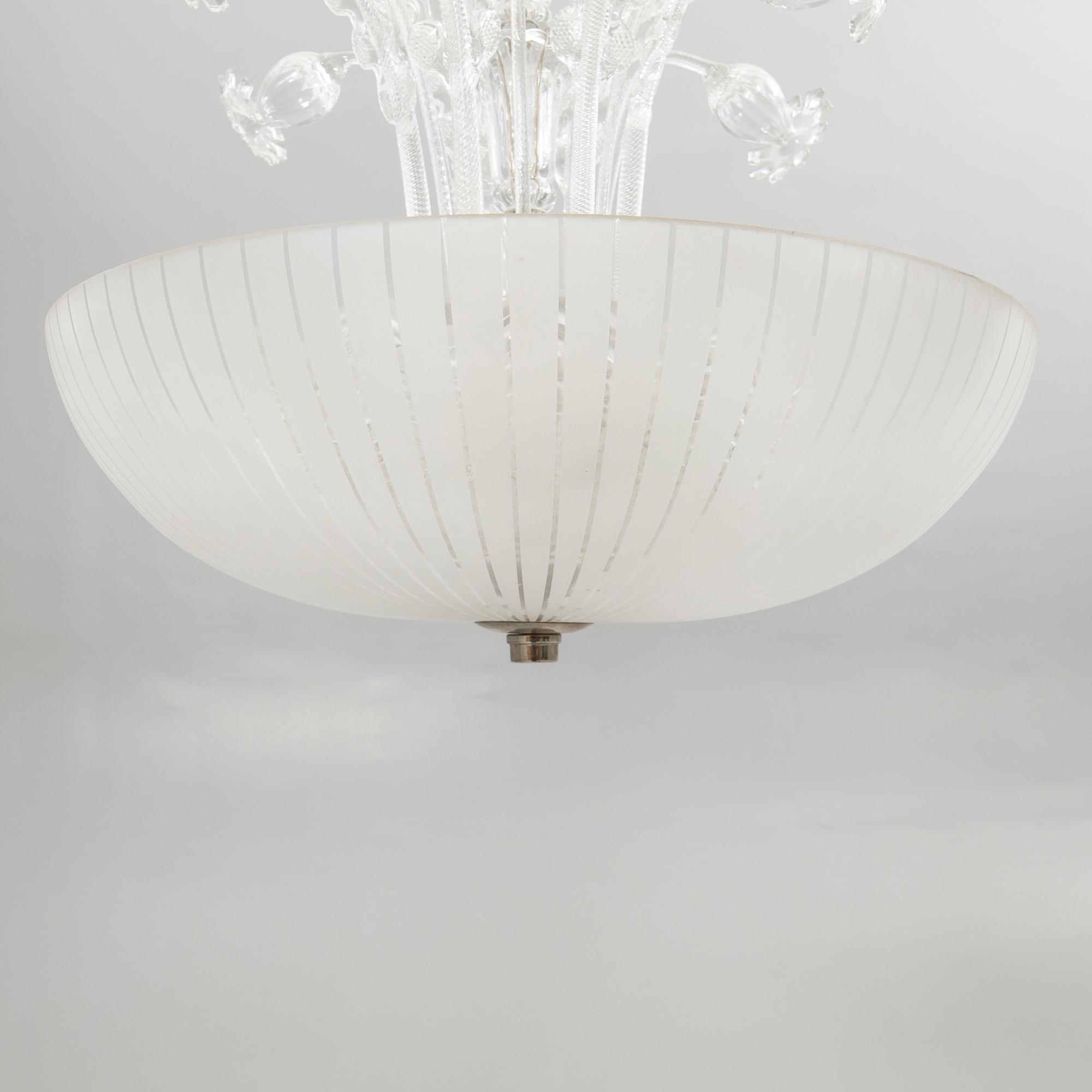 Fritz Kurz, Attributed, ceiling lamp, Orrefors, mid-20th century.