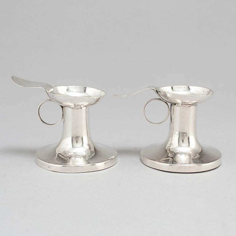 A pair of Peter Falk silver candlesticks, Skara, Sweden 1775.