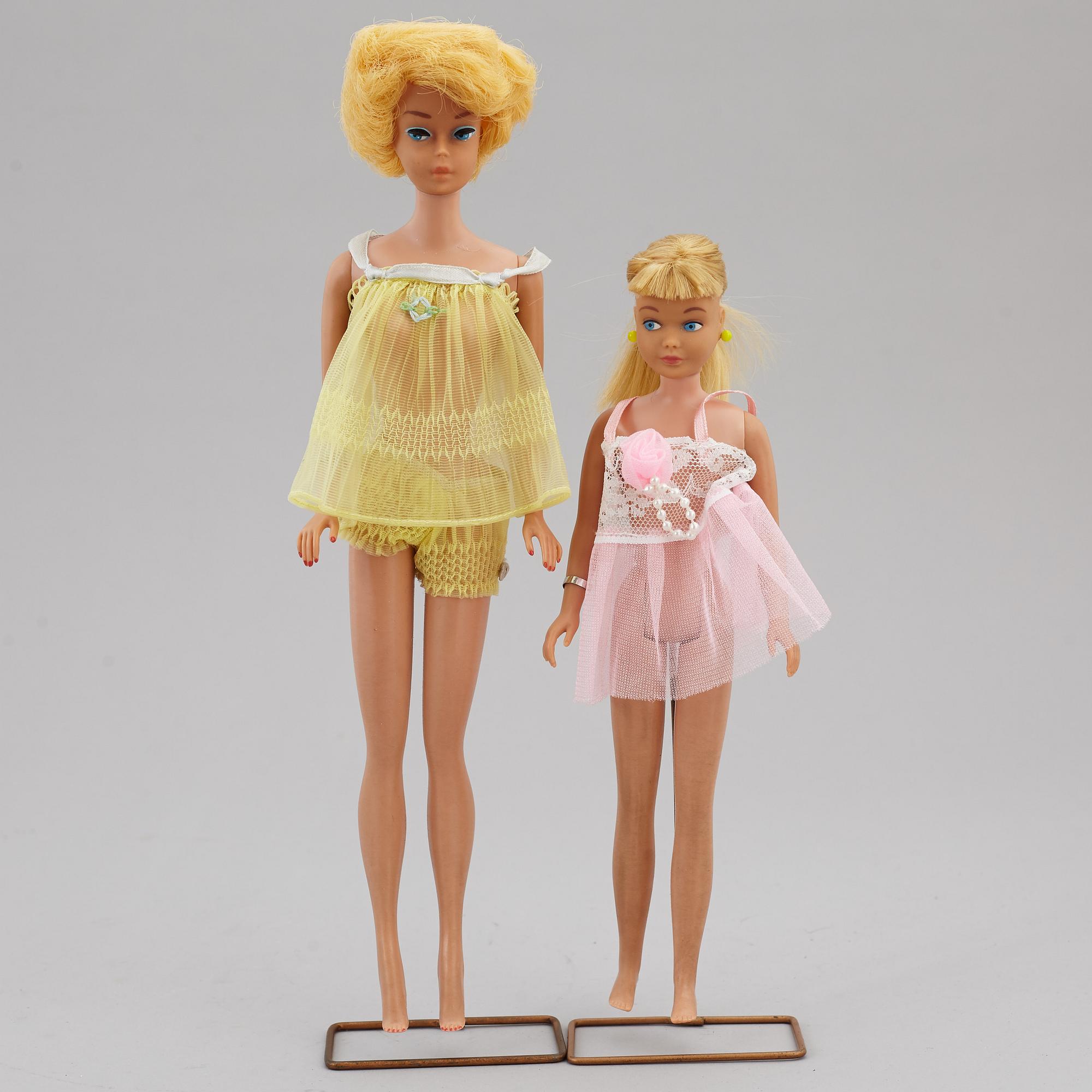 Two Barbie dolls with accessories, Mattel, 1960's.