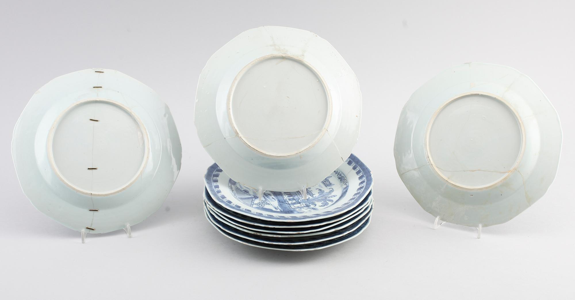 TALLRIKAR, 9 st, porslin, Kina, 1700-/1800-tal.