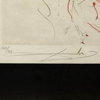 Salvador Dali, kolorerad torrnålsetsning, signerad och numrerad 120/145.