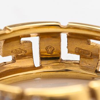 Versace, An 18K gold ring with diamonds ca. 0.12 ct in total. Marked Versace.