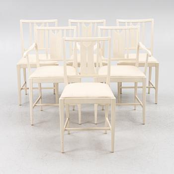 Carl Malmsten, a set of 4 chair,  and a pair of armchairs, "Ulfåsa", Bodafors, second half of the 20th century.