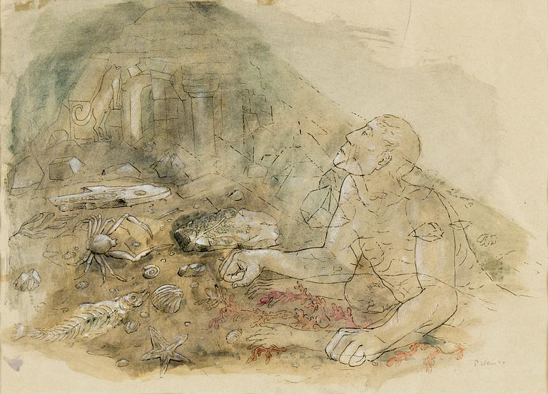 PETER WEISS, mixed media on paper, signed and dated 46.