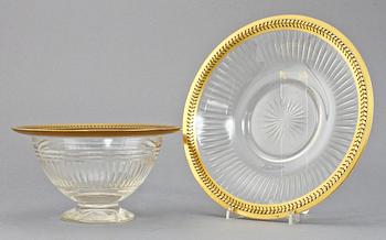 SKÅL PÅ FAT, glas, Frankrike, 1800-tal.