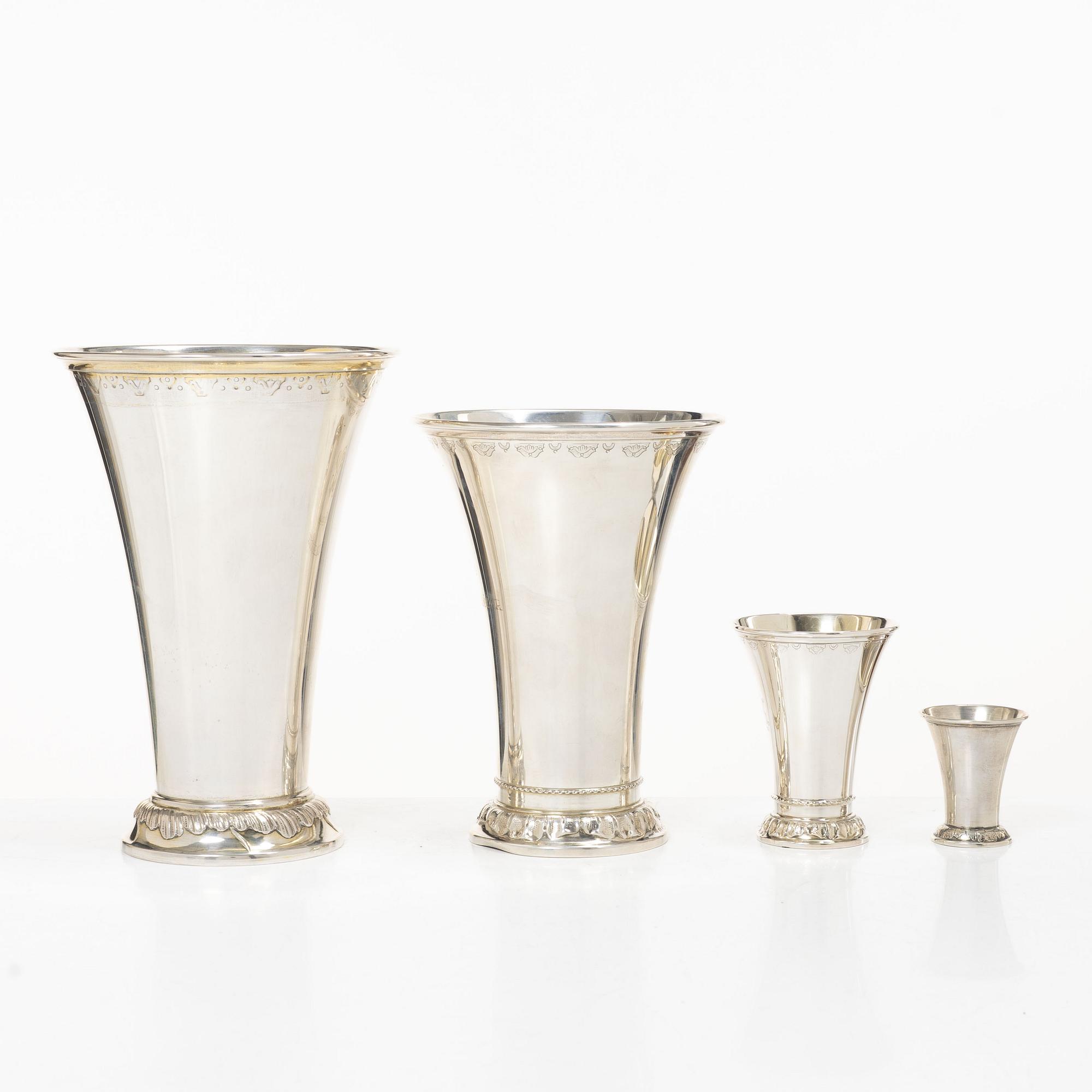 Beakers, 4, silver, Sweden, 1902–1954.