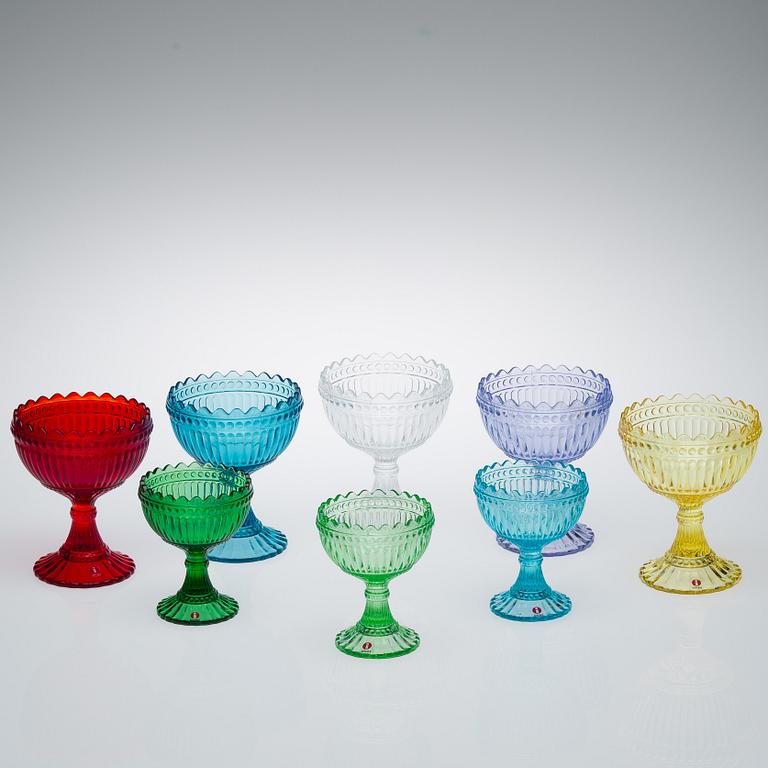 SKÅLAR, 7 st, glas, "Mariskooli" Marimekko, Iittala.