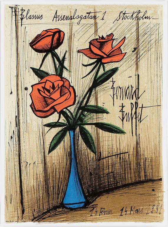 BERNARD BUFFET, färglitografi, 1981, tryckt av Mourlot, Paris.