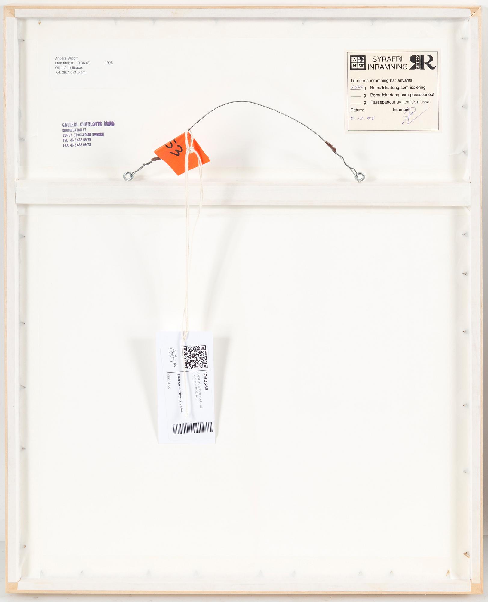 ANDERS WIDOFF, olja på melitrace, 1996.