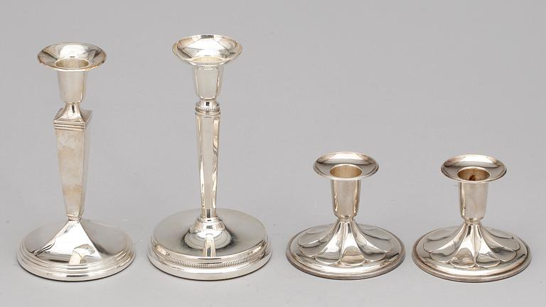 LJUSSTAKAR, 4 st, silver, bla Ceson, Göteborg 1972.