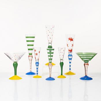 Anne Nilsson, glas, 8 st, "Clown", Orrefors.