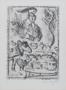 MARC CHAGALL, etching, "La village", signed and numbered 35/35,