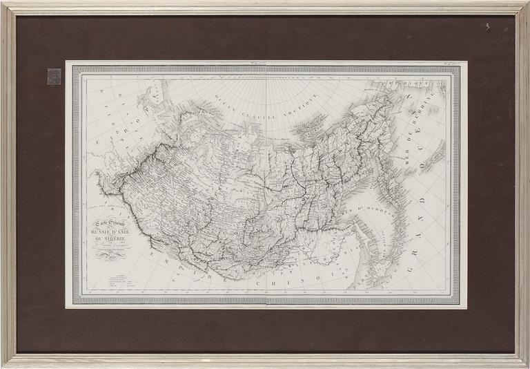 KARTA, Carte Général de la Russie d´Asie ou Sibérie, graverad av Giraldon Bovinet, Paris 1834.