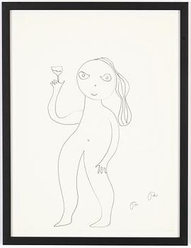 Roger Risberg, indian ink drawing, signed. Executed in 2008.