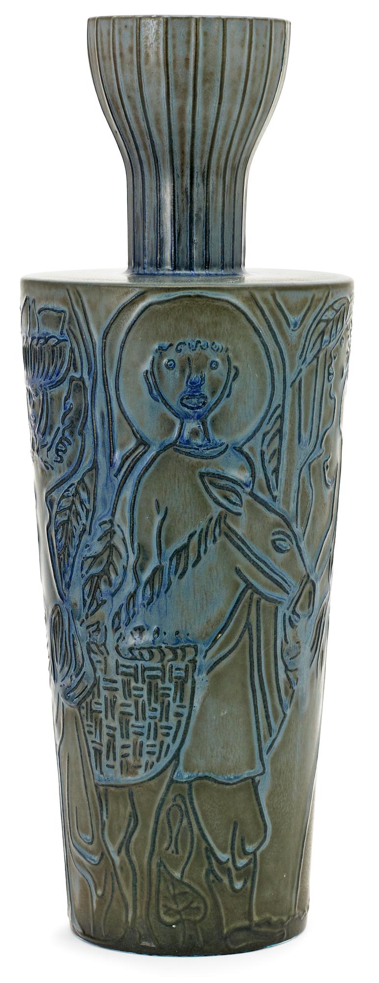 A Stig Lindberg stoneware vase, Gustavsberg 1940's-50's.