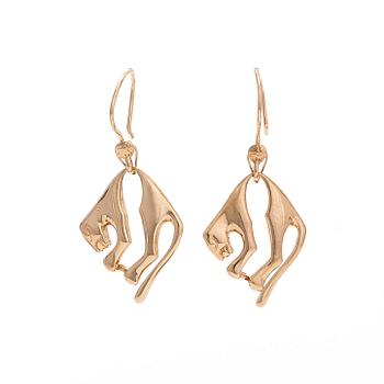 Örhängen, panter, 14K guld. Finska stämplar.