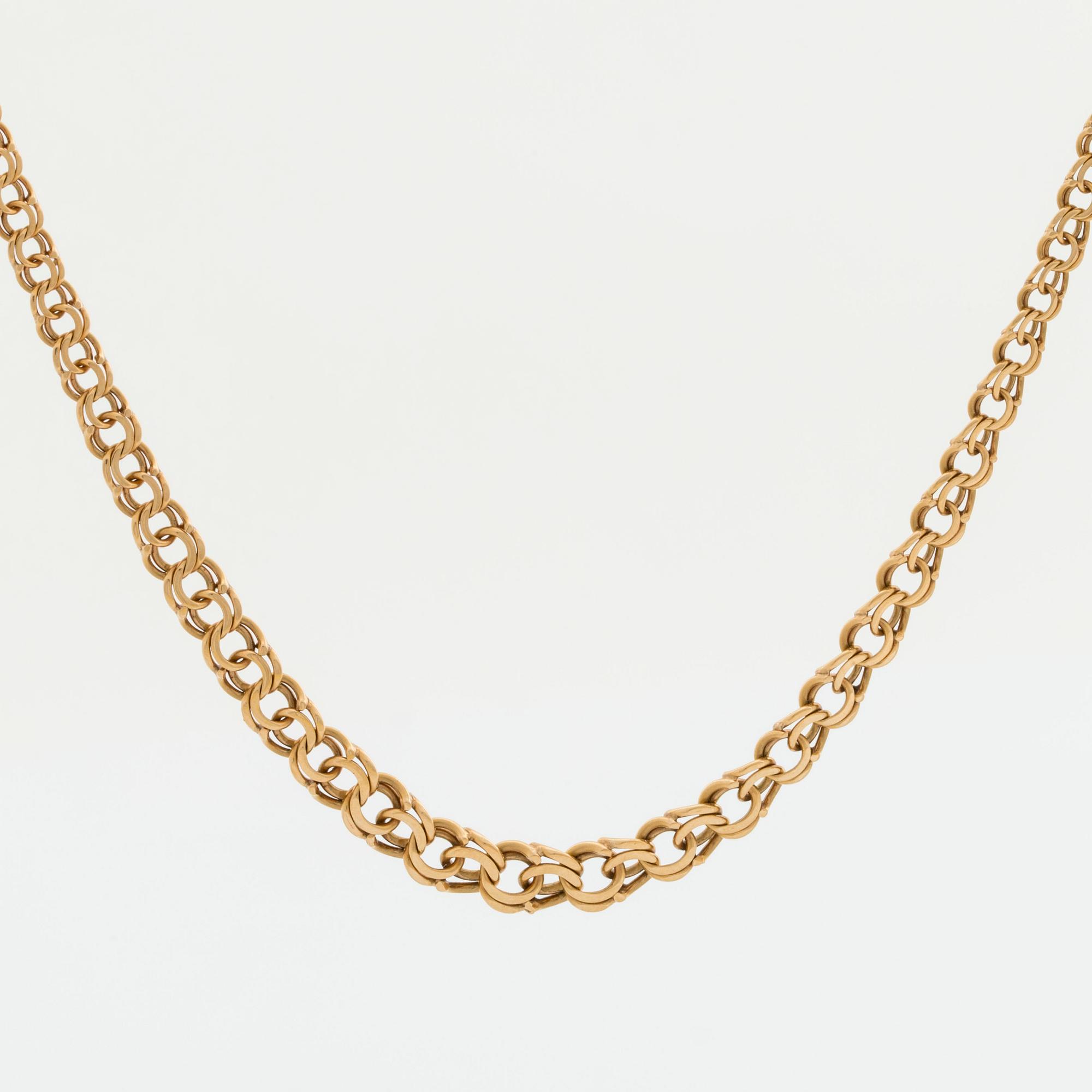 HALSKEDJA 18K guld bismarck-länk, doserad,  Köping 1961.