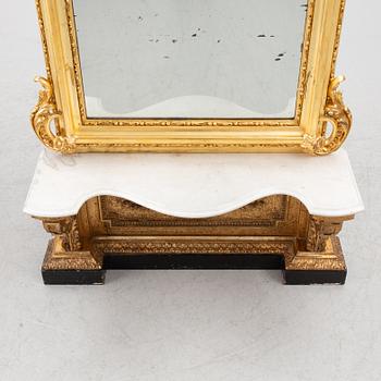 Golvspegel med konsolbord, 1800-talets slut.
