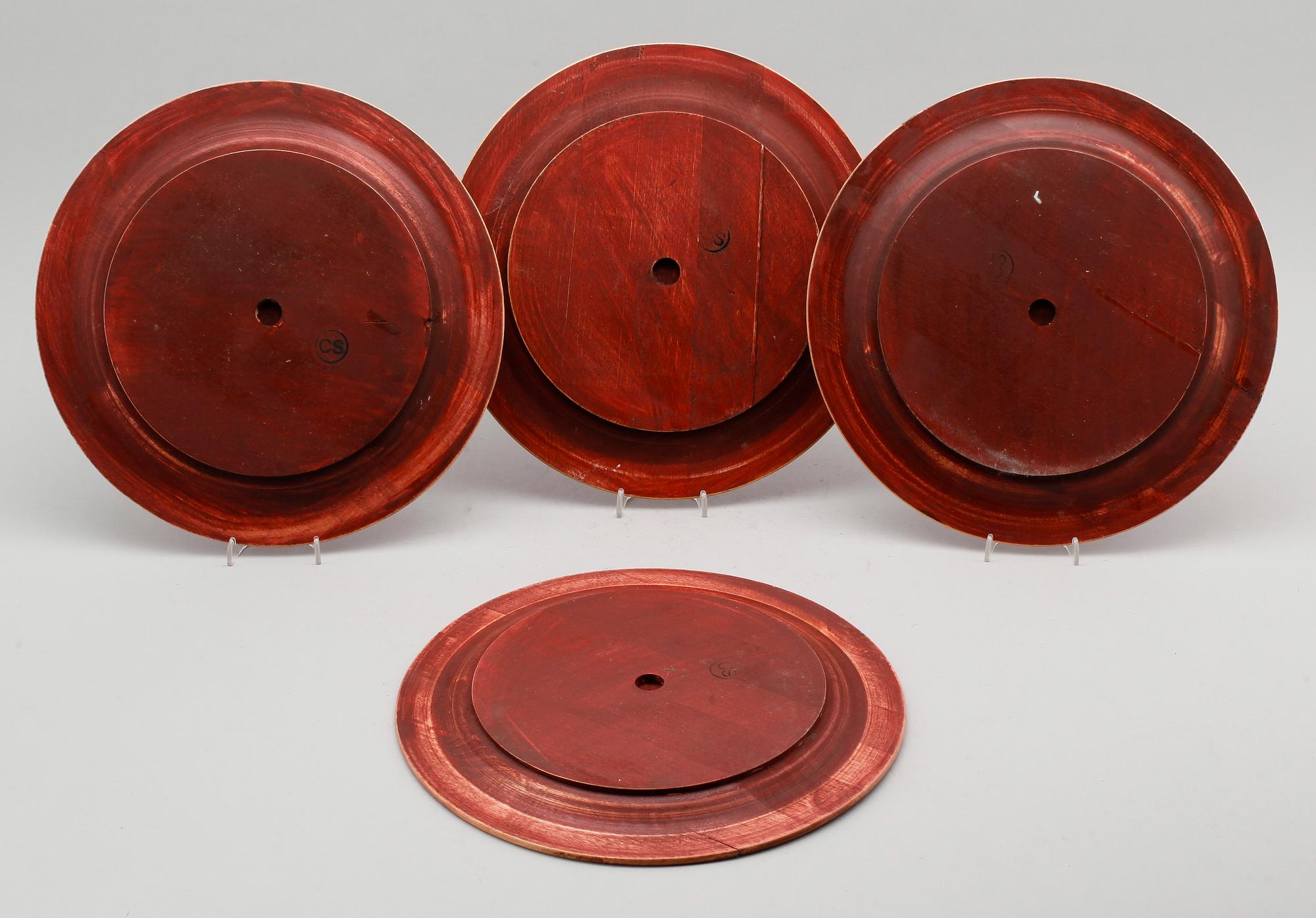 KUVERTTALLRIKAR, 4 st, trä, Carl Skarped, Grythyttan, monogramsignerade CS, 1900-tal.