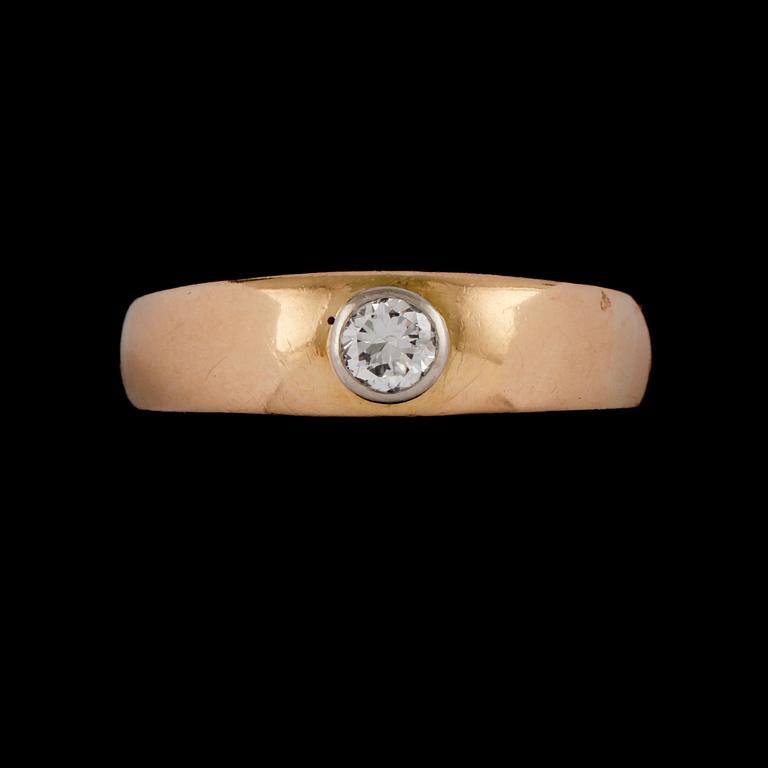 RING, 18k guld med briljantslipad diamant, ca 0.23 ct, Schmidts Guldsmide, Göteborg, 1992. Vikt 7 g.