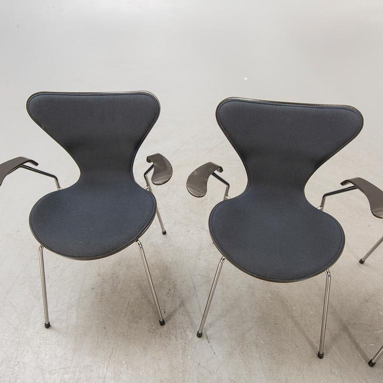 Arne Jacobsen, karmstolar 4 st "Sjuan" för Fritz Hansen Danmark sent 1900-tal.