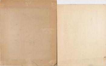 Margareta Ahlstedt-Willandt, originalskisser, 2 st  för rya, blandteknik, signerad.