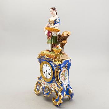 A Neo Rococo porcelain table clock later part of the 19th century.