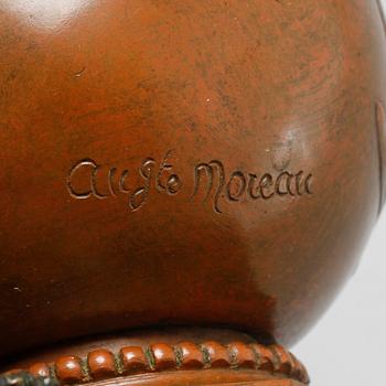 A patinated bronze vase after Auguste Moreau, made around year 1900.