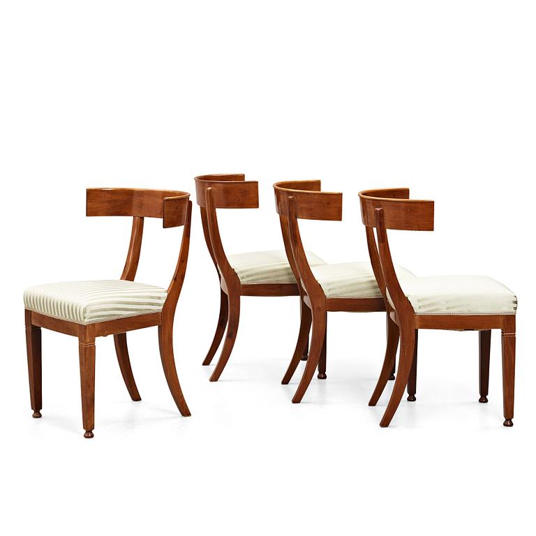 Four klismos chairs, circa 1900.