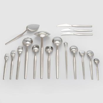 Tapio Wirkkala, a 110-piece set of 'Caravelle' steel cutlery, Hopeakeskus Oy Finland.
