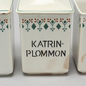 16 earthenware kitches boxes from Göteborg, first half of the 20th century.