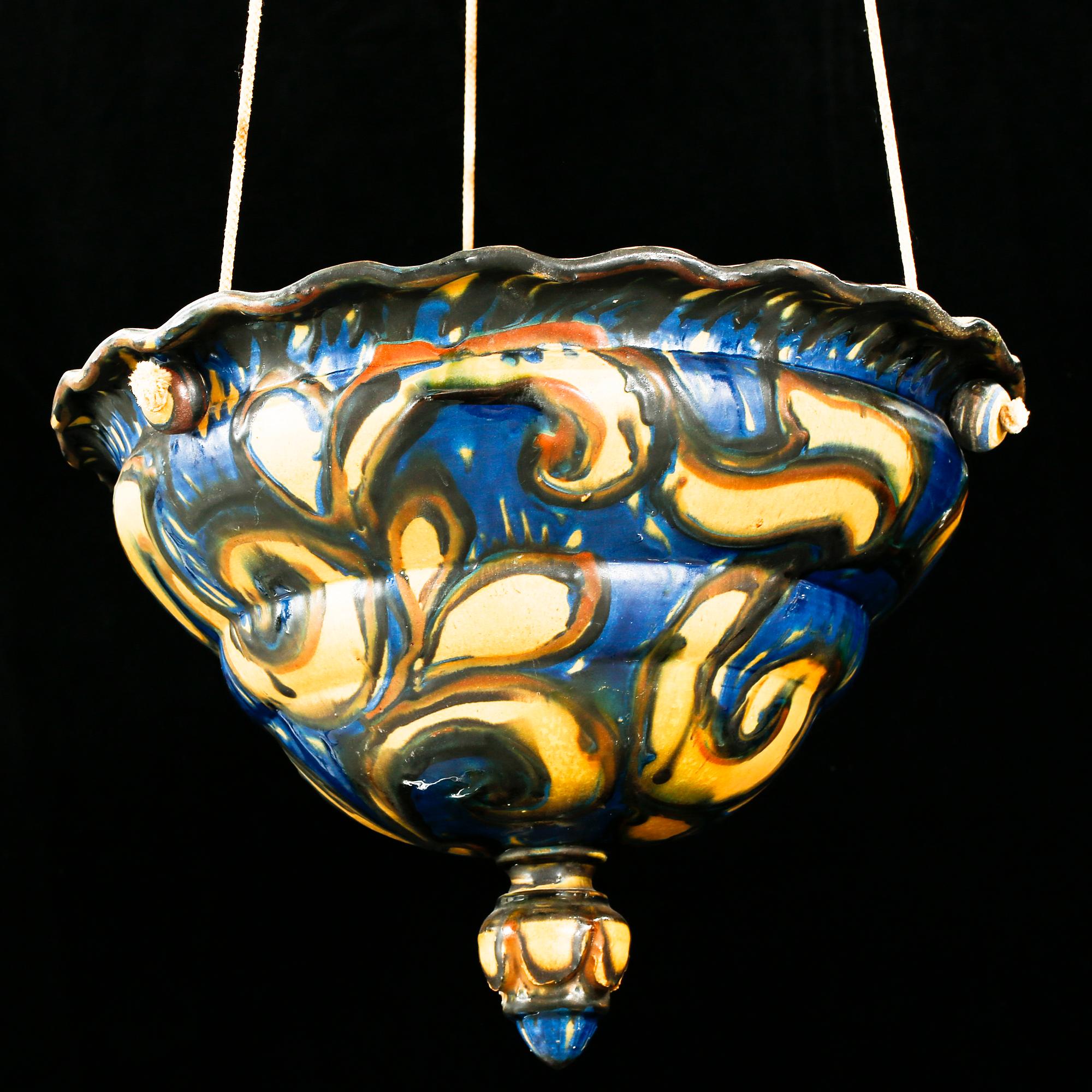 HERMANN AUGUST KÄHLER, växtampel, keramik, Danmark, 1900-talets första hälft, höjd 95 cm.