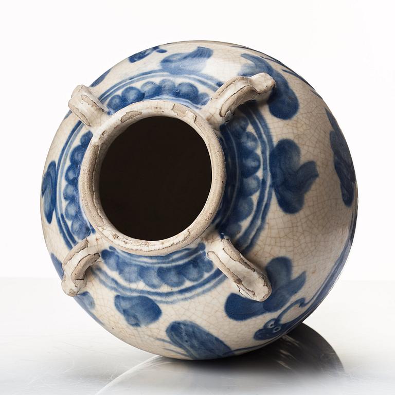 A blue and white jar, South East Asia, Vietnamn,  17th/18th Century.